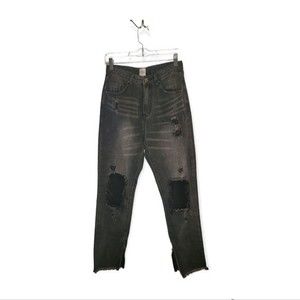 Princess Polly black high Waist Erissa Knee Rip Straight size 8